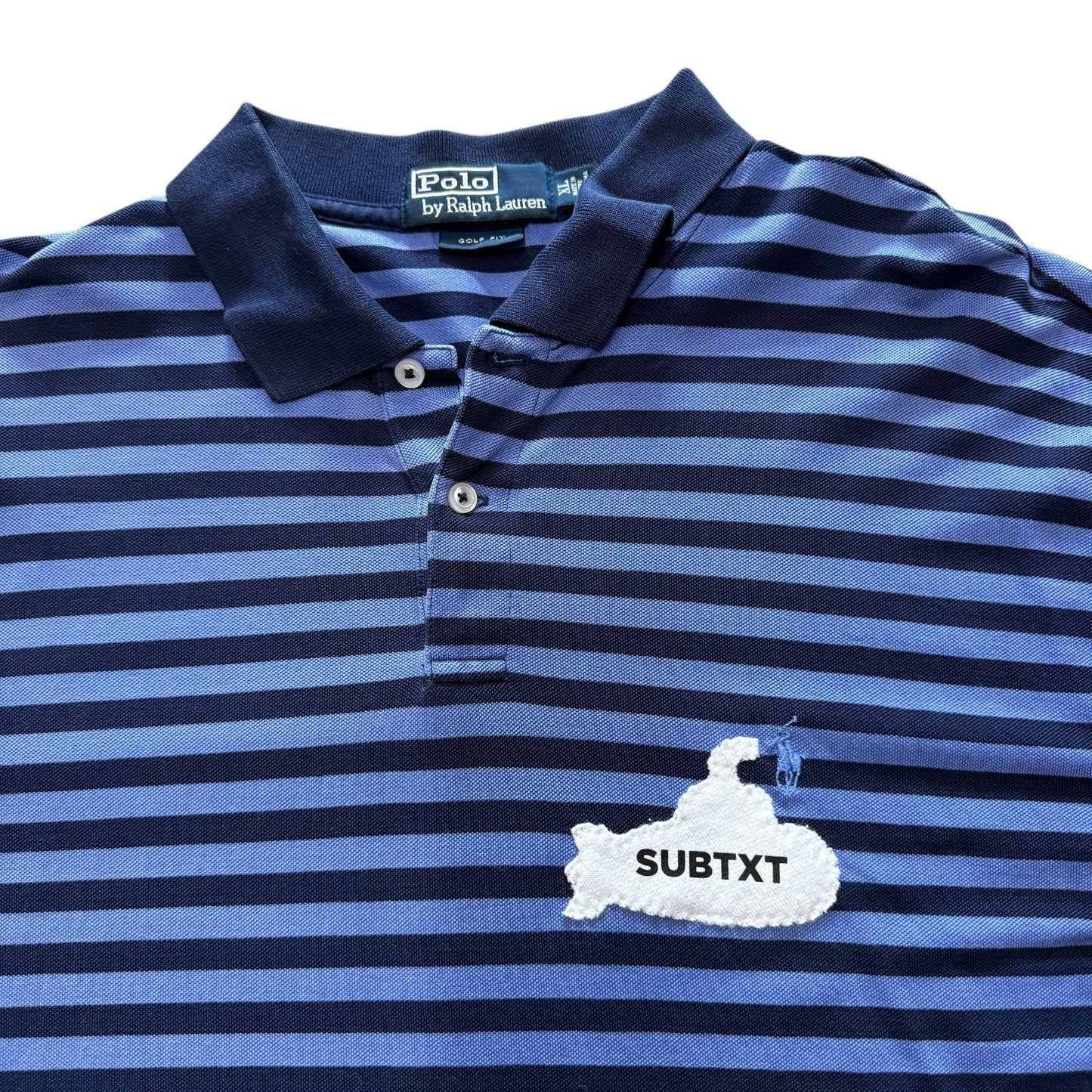 SUBTXT INDUSTRIES BLUE STRIPE RALPH x SUBTXT APPLIQUÉ - sustainable skate/golf shoe made with recycled Blumaka foam and premium leather.