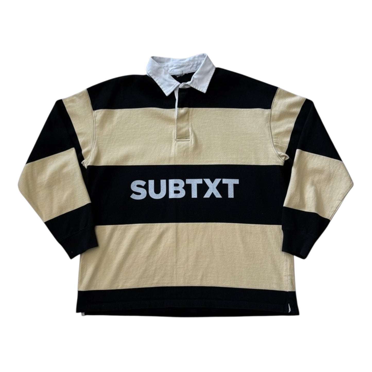 SUBTXT INDUSTRIES BLACK N YELLOW RUGBY POLO Large - sustainable skate/golf shoe made with recycled Blumaka foam and premium leather.