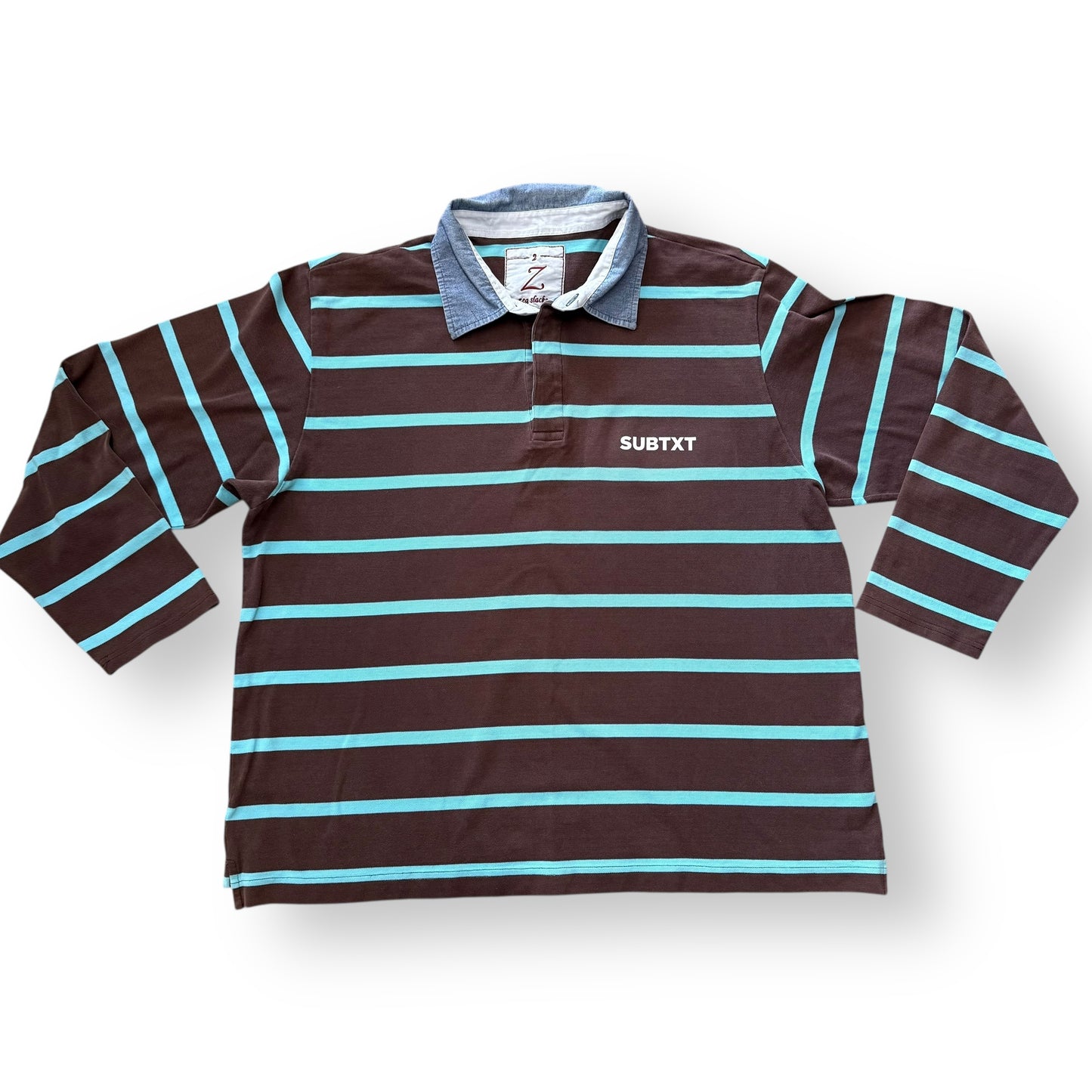 SUBTXT INDUSTRIES DENIM COLLAR STRIPED POLO XXLarge - sustainable skate/golf shoe made with recycled Blumaka foam and premium leather.